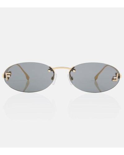 Fendi First Embellished Oval Sunglasses - Grey