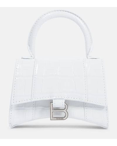 Balenciaga Schultertasche Hourglass Mini aus Leder - Weiß