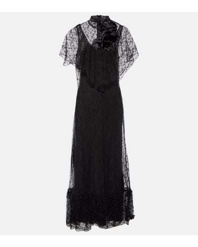 Rodarte Lace-trimmed Midi Dress - Black