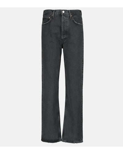 Agolde High-Rise Straight Jeans 90's Pinch - Grau