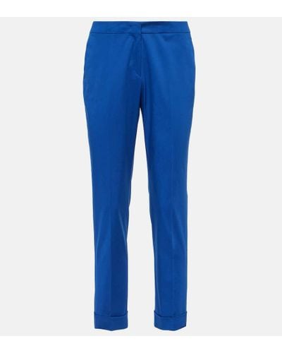 Etro Pantalones slim de algodon de tiro alto - Azul