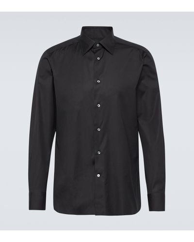Zegna Cotton Oxford Shirt - Black