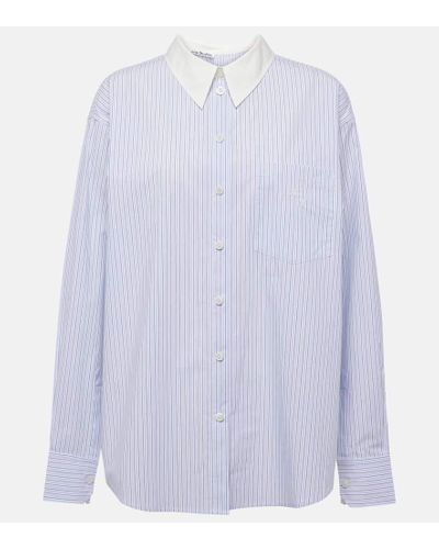 Acne Studios Striped Embroidered Cotton Shirt - White