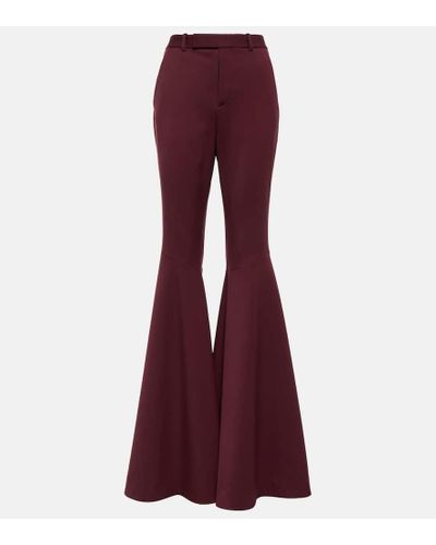 Saint Laurent Pantalones flared en gabardina de lana - Rojo