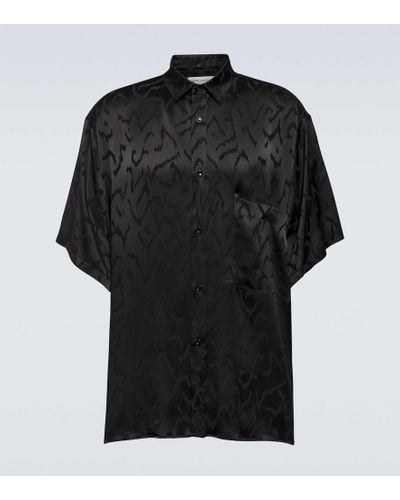 Saint Laurent Camisa de seda en jacquard - Negro