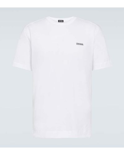 Zegna T-shirt in jersey di cotone con logo - Bianco