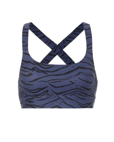 The Upside Top cropped a stampa zebra - Blu