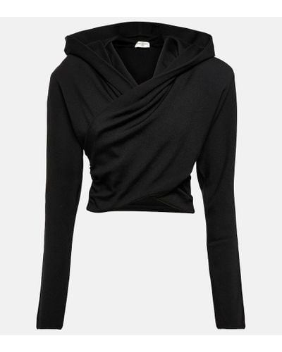 Saint Laurent Hooded Wool Top - Black