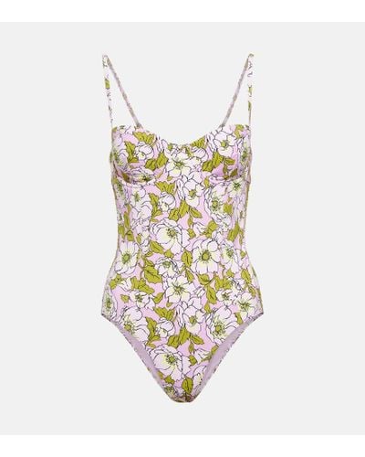 Tory Burch Floral Printed Swimsuit - White