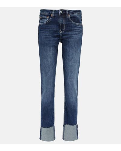 AG Jeans Mid-Rise Slim Jeans Girlfriend - Blau