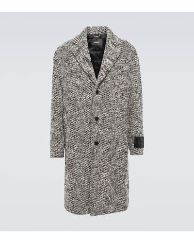 Versace Single-breasted Boucle Coat - Gray