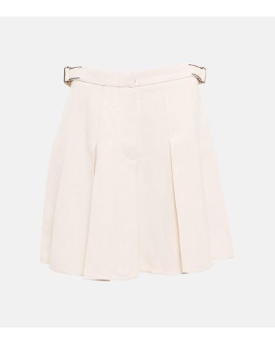 Brunello Cucinelli Pleated Linen Blend Skirt - Natural