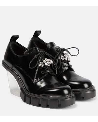 Simone Rocha Embellished Leather Derby Court Shoes - Black