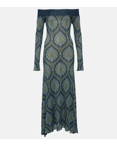 Etro Vestido midi con hombro descubierto - Verde