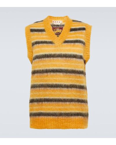 Marni Gilet in misto mohair a righe - Giallo