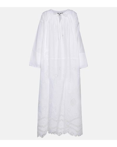 Nili Lotan Robe longue Nelya brodee en coton - Blanc