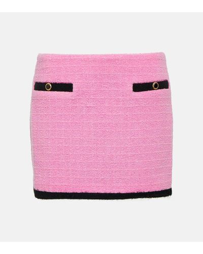 Alessandra Rich Wool-blend Boucle Miniskirt - Pink