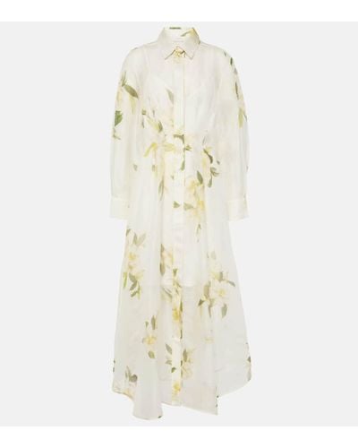 Zimmermann Harmony Linen And Silk Organza Shirt Dress - White