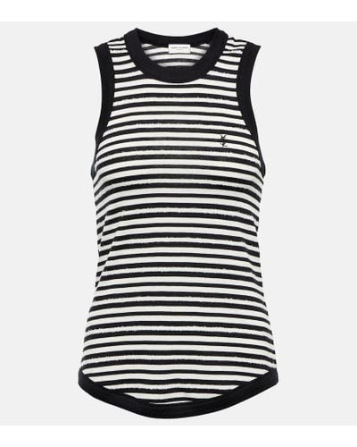 Saint Laurent Striped Tank Top - Gray