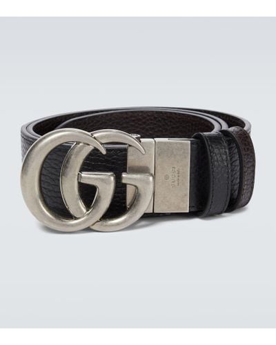 Gucci Cinturon GG Marmont de piel - Negro