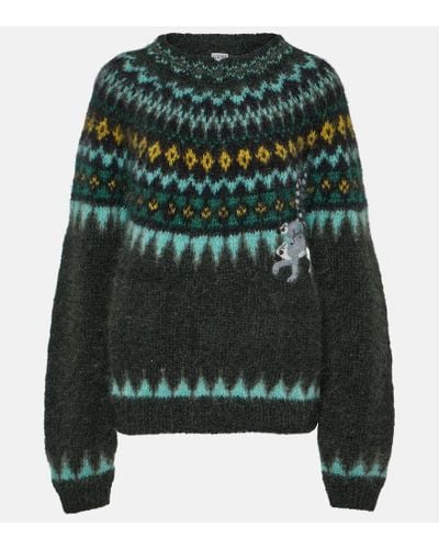 Loewe + Suna Fujita Fair Isle Embroidered Mohair-blend Sweater - Black
