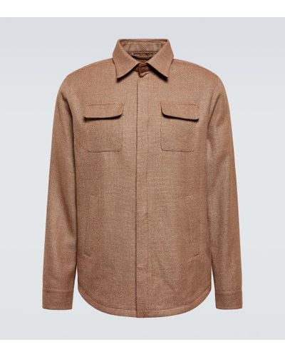 Thom Sweeney Linen, Wool, And Silk Overshirt - Brown