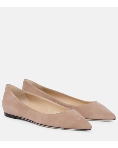 Jimmy Choo Romy Suede Ballet Flats - Natural