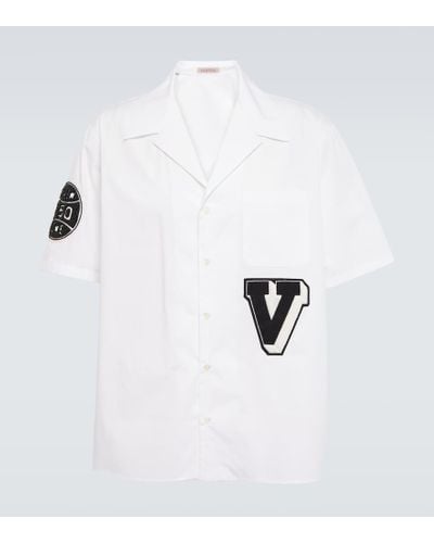 Valentino Camicia da bowling in cotone con ricamo - Bianco