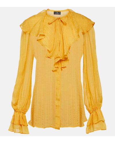 Etro Ruffled Silk Blouse - Yellow