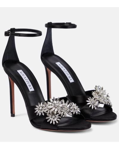 Aquazzura Crystal Margarita Embellished Sandals - Black