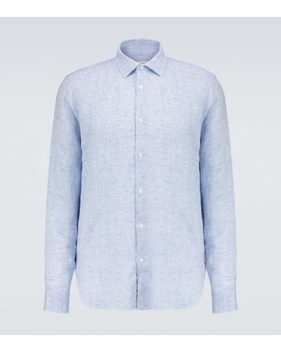 Orlebar Brown Giles Linen Long-sleeved Shirt - Blue
