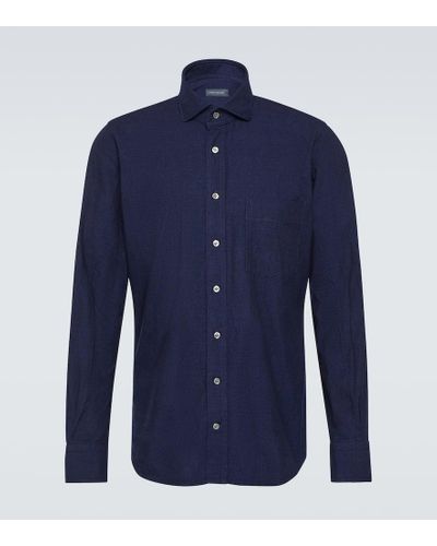 Thom Sweeney Camisa oxford de algodon - Azul