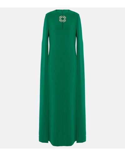 Elie Saab Embellished Cady Gown - Green