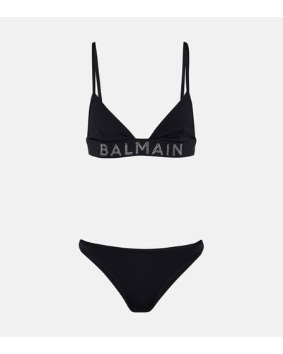 Balmain Bikini a ornements et logo - Noir