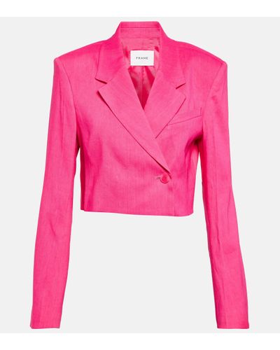 FRAME Linen-blend Blazer - Pink