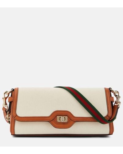 Gucci Luce Small Canvas Shoulder Bag - Brown