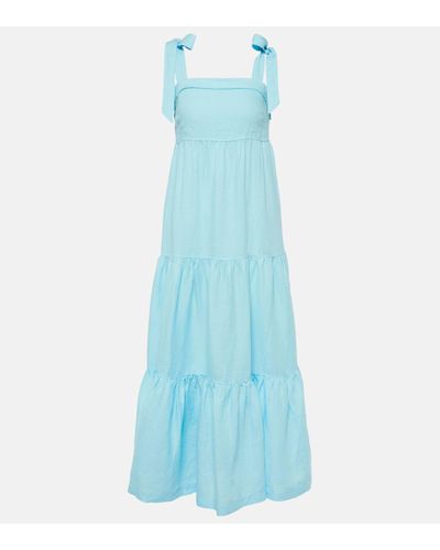 Heidi Klein Robe longue Nungwi Beach en lin - Bleu