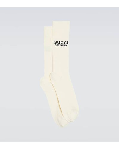 Gucci Bedruckte Socken aus Baumwolle - Weiß