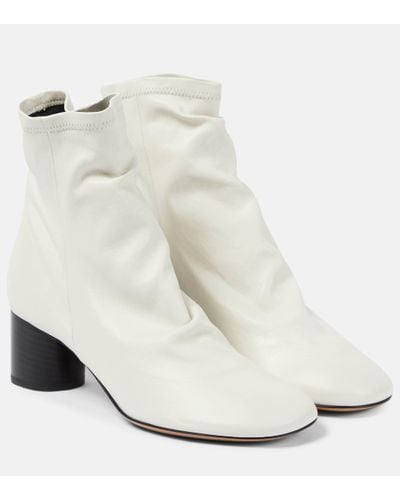 Isabel Marant Laeden Leather Ankle Boots - White