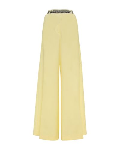Stella McCartney High-Rise-Hose mit weitem Bein aus Wolle - Gelb