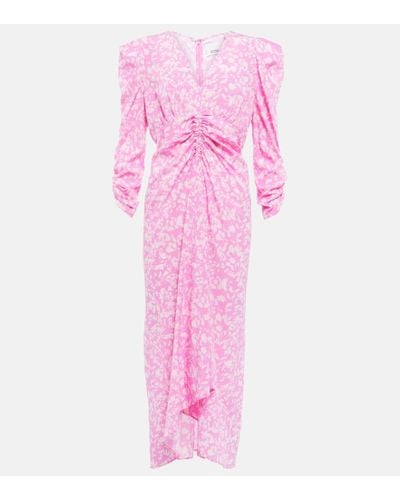 Isabel Marant Albini Printed Silk-blend Midi Dress - Pink