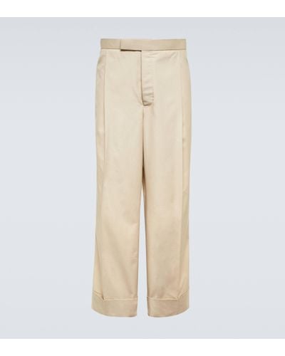 Thom Browne Tricolor Straight Cotton-blend Trousers - Natural