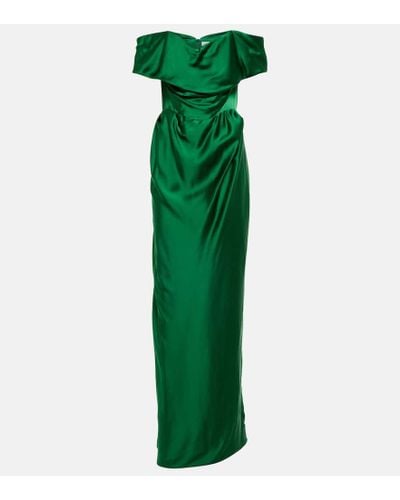 Vivienne Westwood Off-shoulder Satin Gown - Green