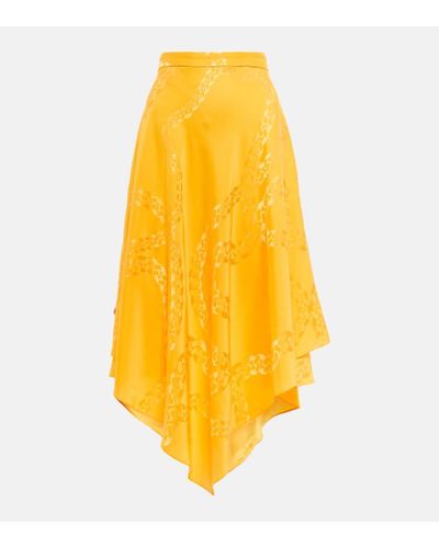 Stella McCartney Asymmetrical Printed High-rise Midi Skirt - Yellow