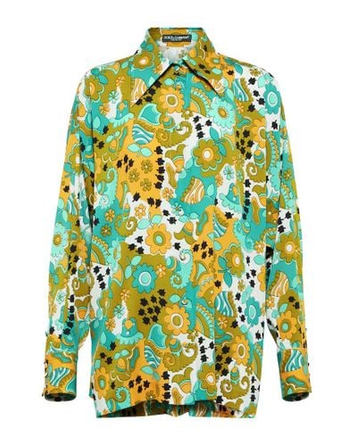 Dolce & Gabbana Camisa de saten de mezcla de seda floral - Multicolor