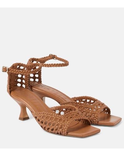 Souliers Martinez Veronica Woven Leather Sandals - Brown