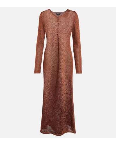 Tom Ford Metallic Knitted Maxi Dress - Brown