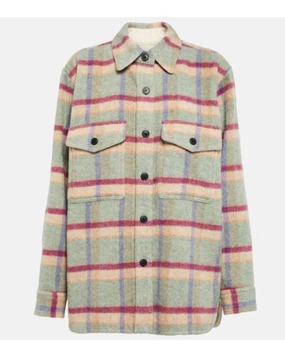 Isabel Marant Chequered Fleece Shirt Jacket - Grey