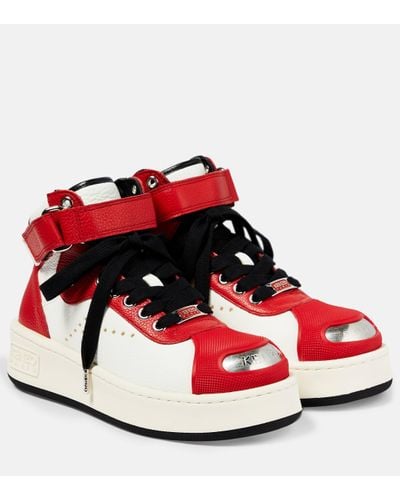 KENZO Hoops Leather Trainers - Red