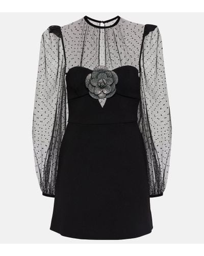 Rebecca Vallance Yvonne Floral-applique Minidress - Black